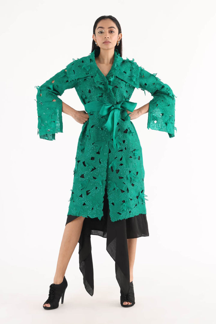 Emerald Green Cutwork Dress Set