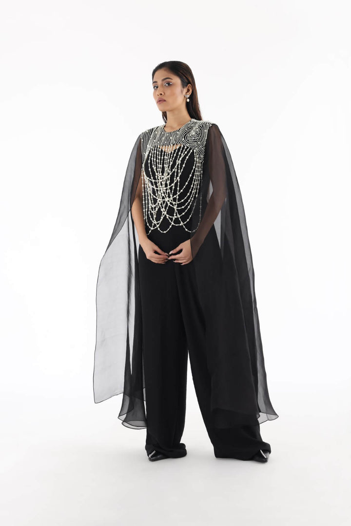 Black Pearl Cape with Jumpsuit