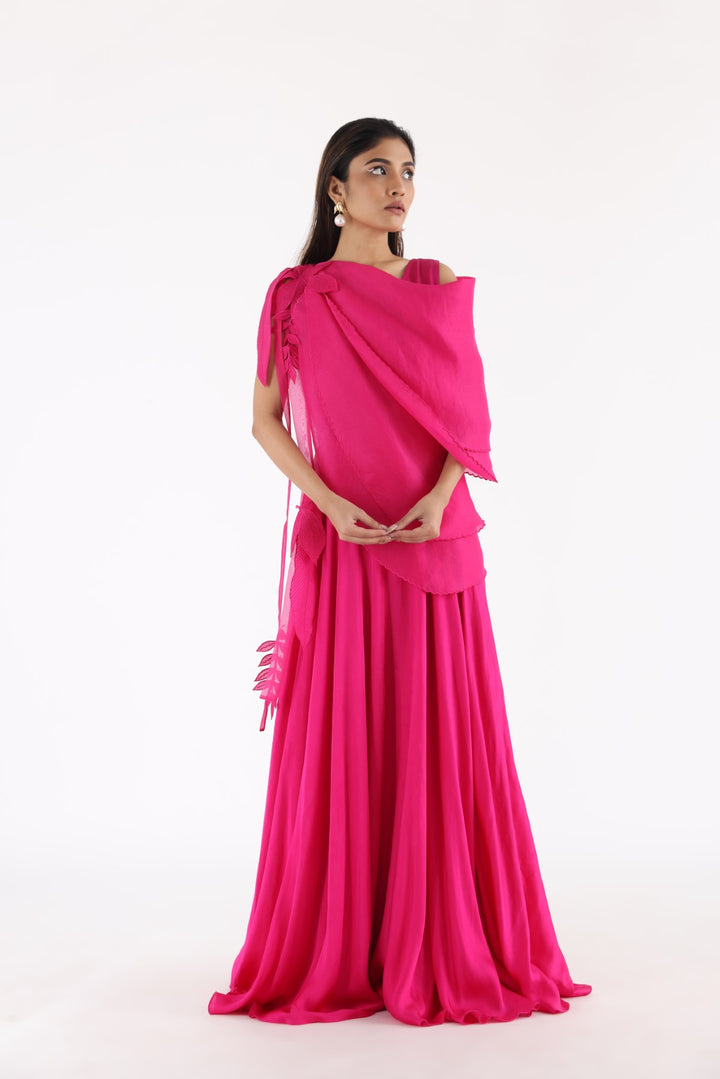 Hot Pink Ruffled Gown