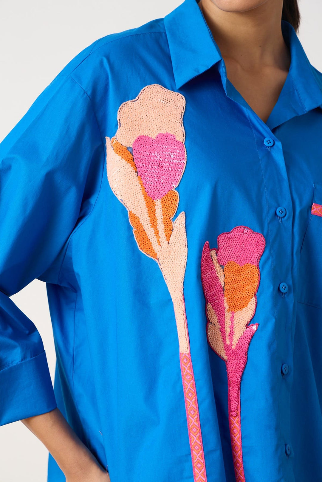Anne Applique Shirt A chic rendition of a classic button-down shirt