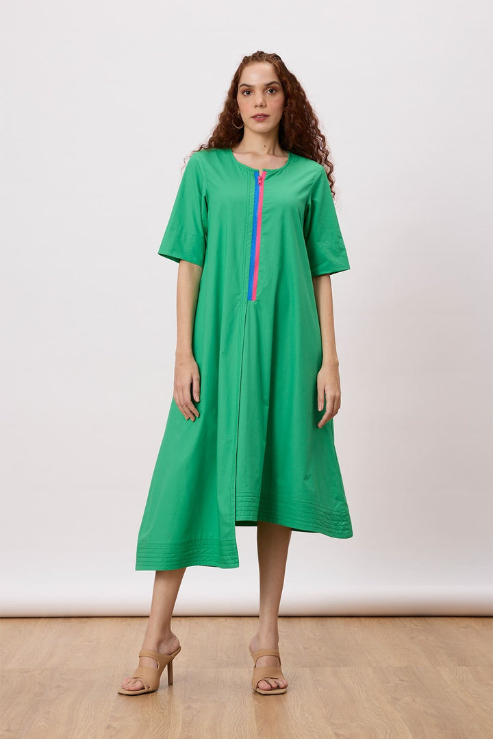 Jace Dress A classic, a-line, midi-length dress with an asymmetric hemline