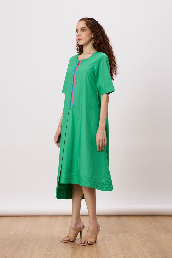 Jace Dress A classic, a-line, midi-length dress with an asymmetric hemline