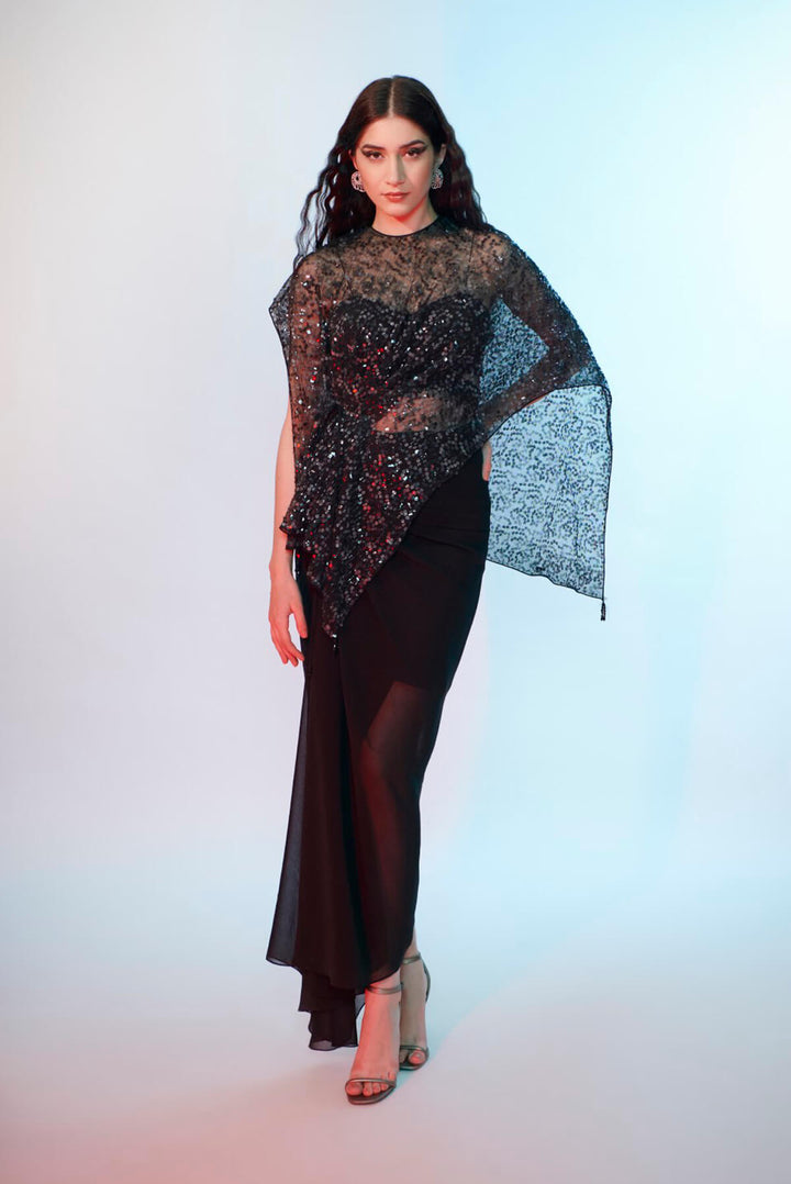 Silk Cape with a Draped skirt
