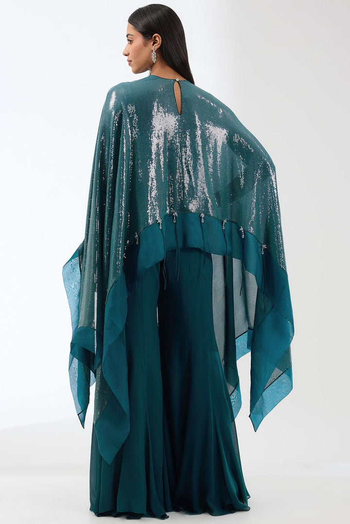 Sequence Cape With Flowy Trousers And Bustier