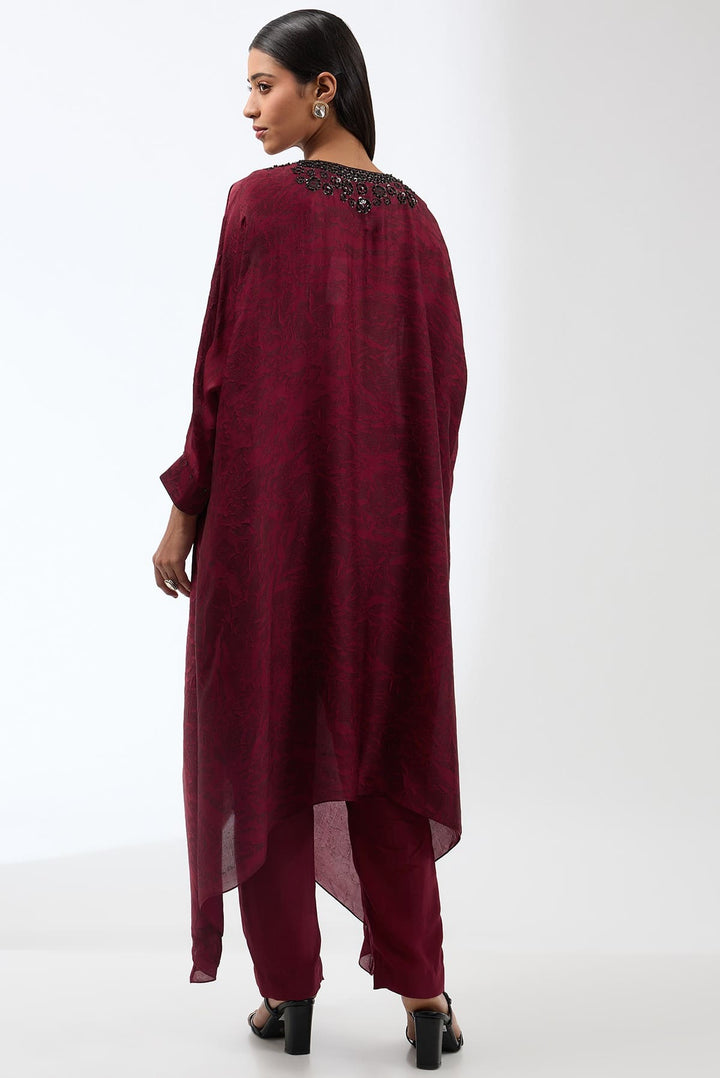 Embroidered Printed Pick-Up Tunic With Trousers Set