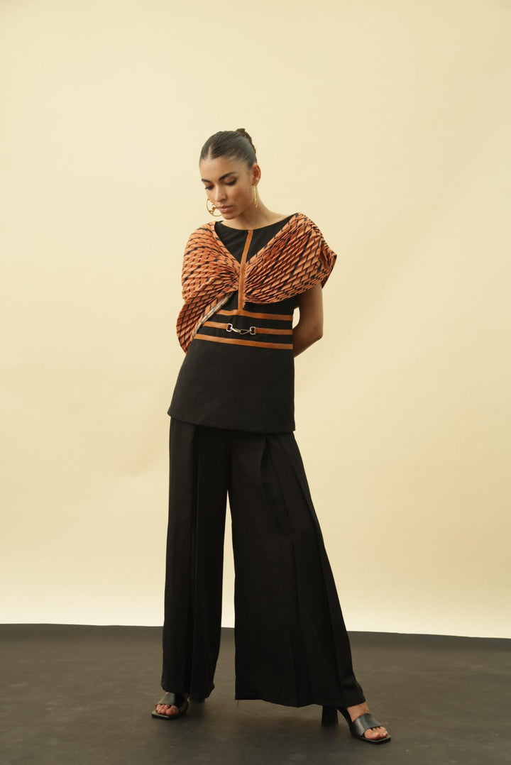 Bahira unique top with V-shaped accordion pleated sleeves Co-ord Set