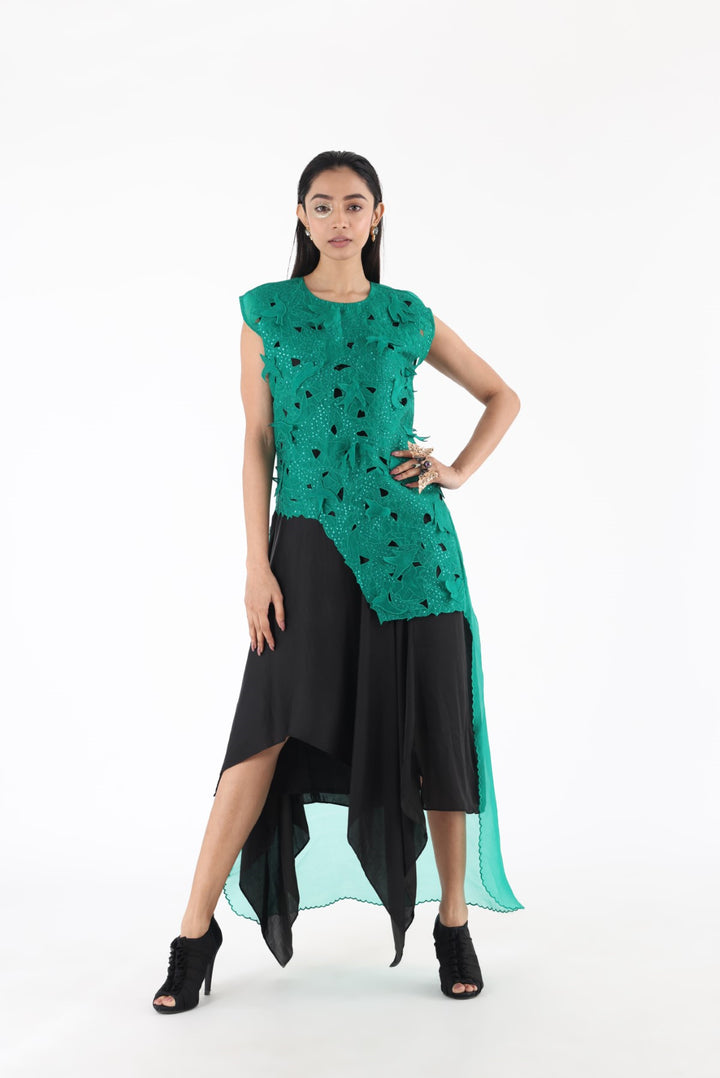 Emerald Green Cutwork Dress Set