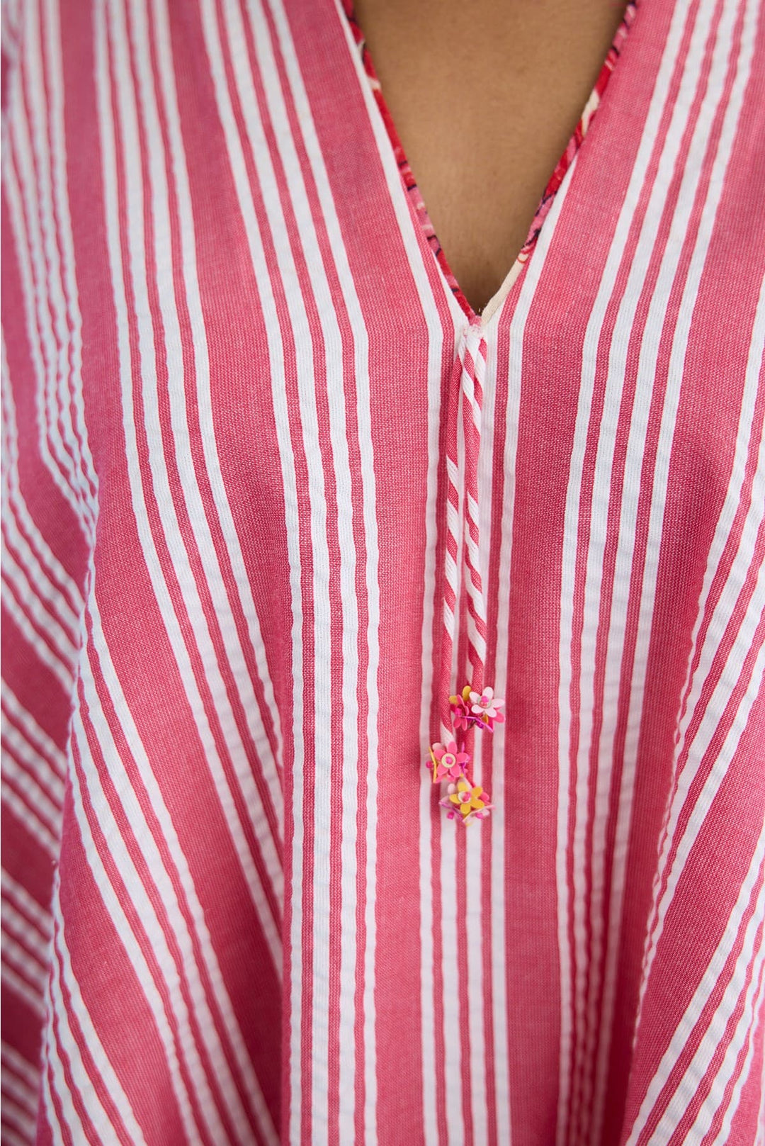 Pink stripes hi-low kaftan