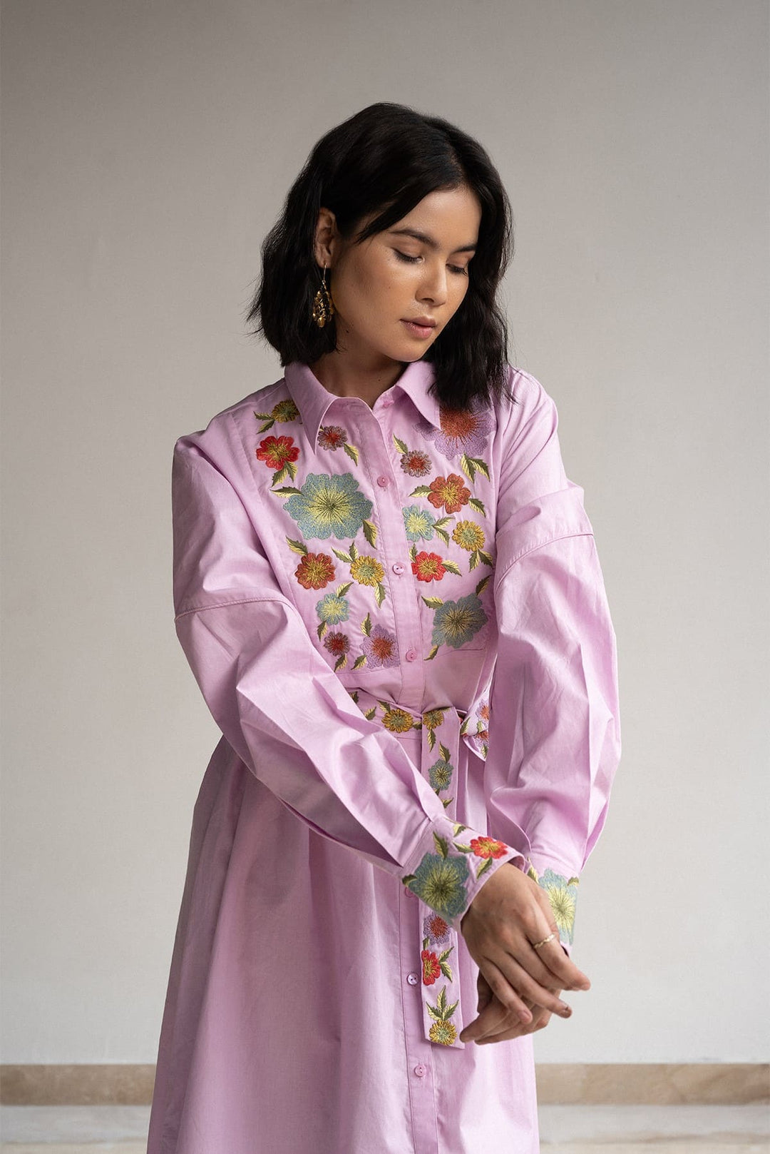 Orchid Bouquet Shirt Dress