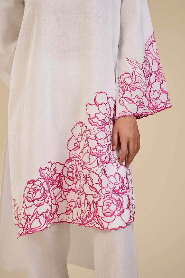 Rose Garden Co-Ord Set In Pink Embroidery