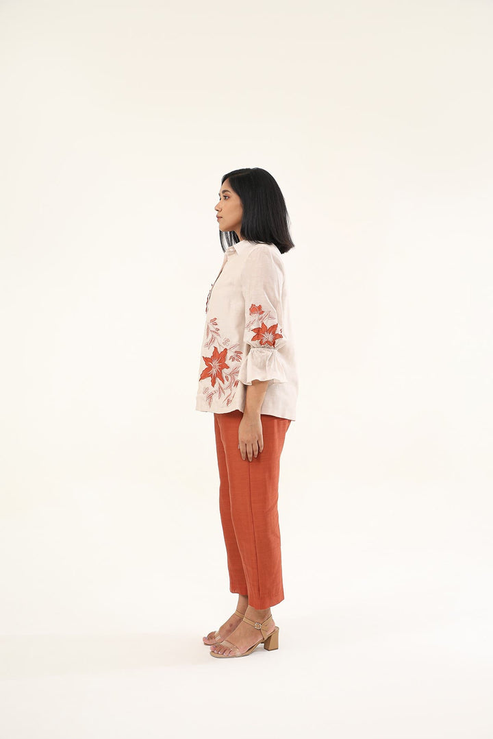 Jasmine Shirt - Off White & Rust