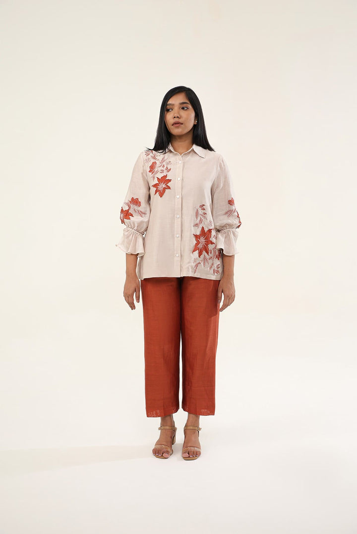 Jasmine Shirt - Off White & Rust