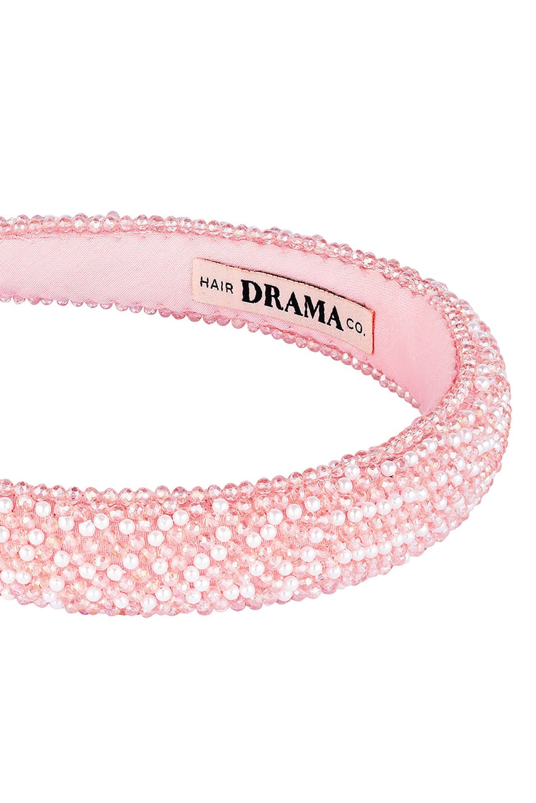Pearls & Crystals Puff Hair Band - White & Pink