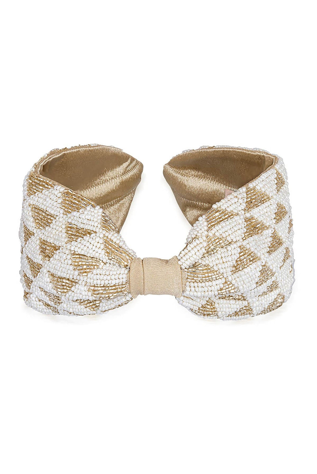 Selene Knotted Hair Band - White & Gold