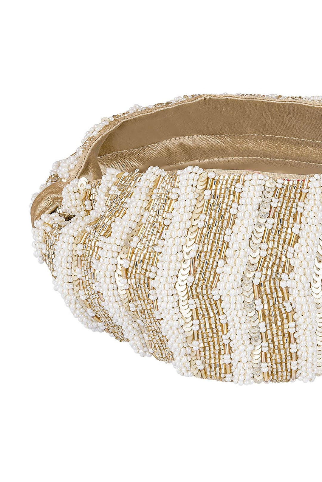 Irina Knotted Hair Band - White & Gold