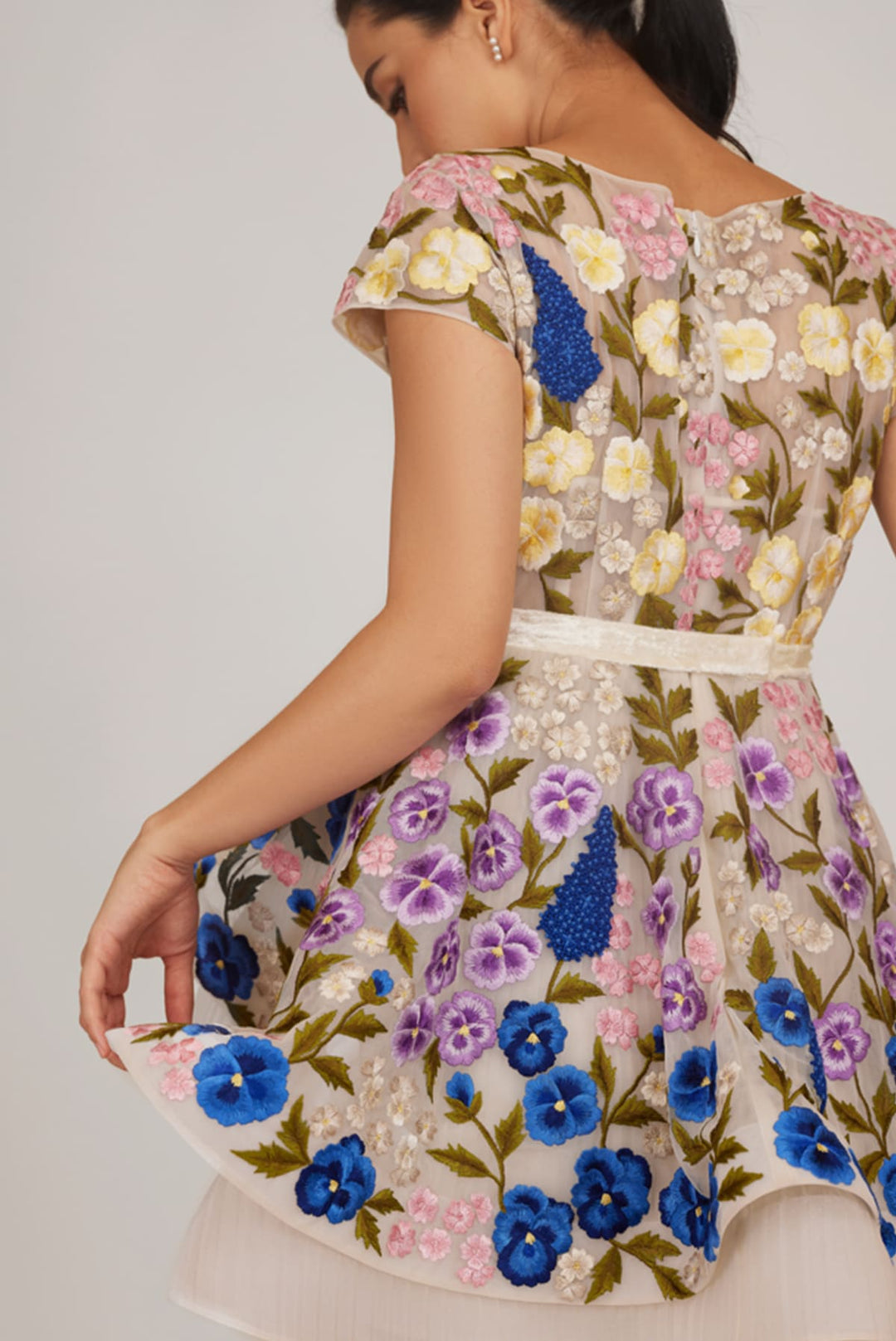 Ombre Floral Mini Dress W/ Belt
