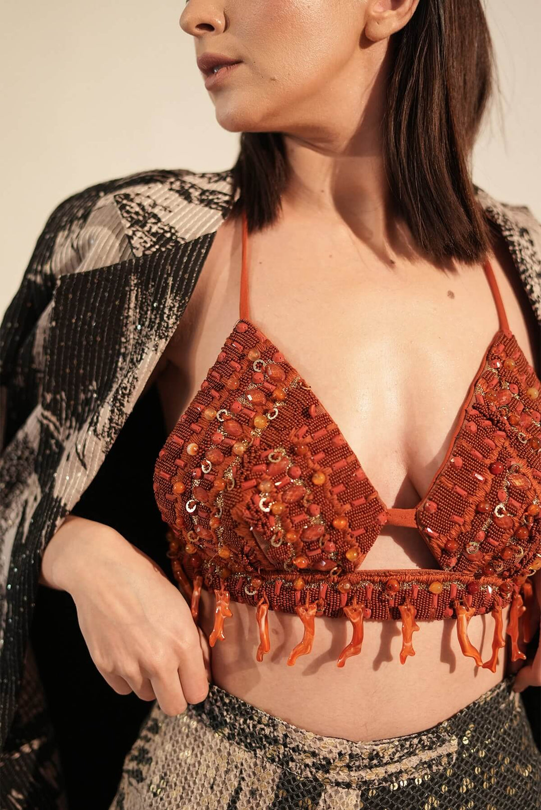 Embroidered Rust Bralette