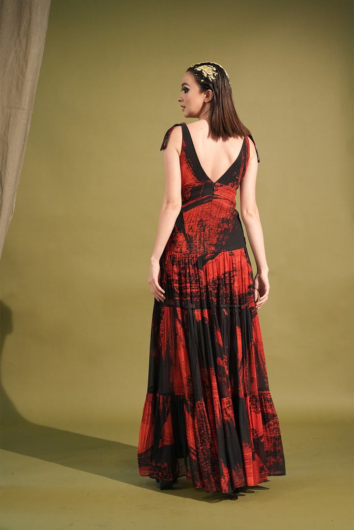 Stroke Print Maxi Dress