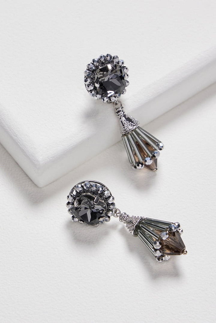 Black Spade Crystal Earrings