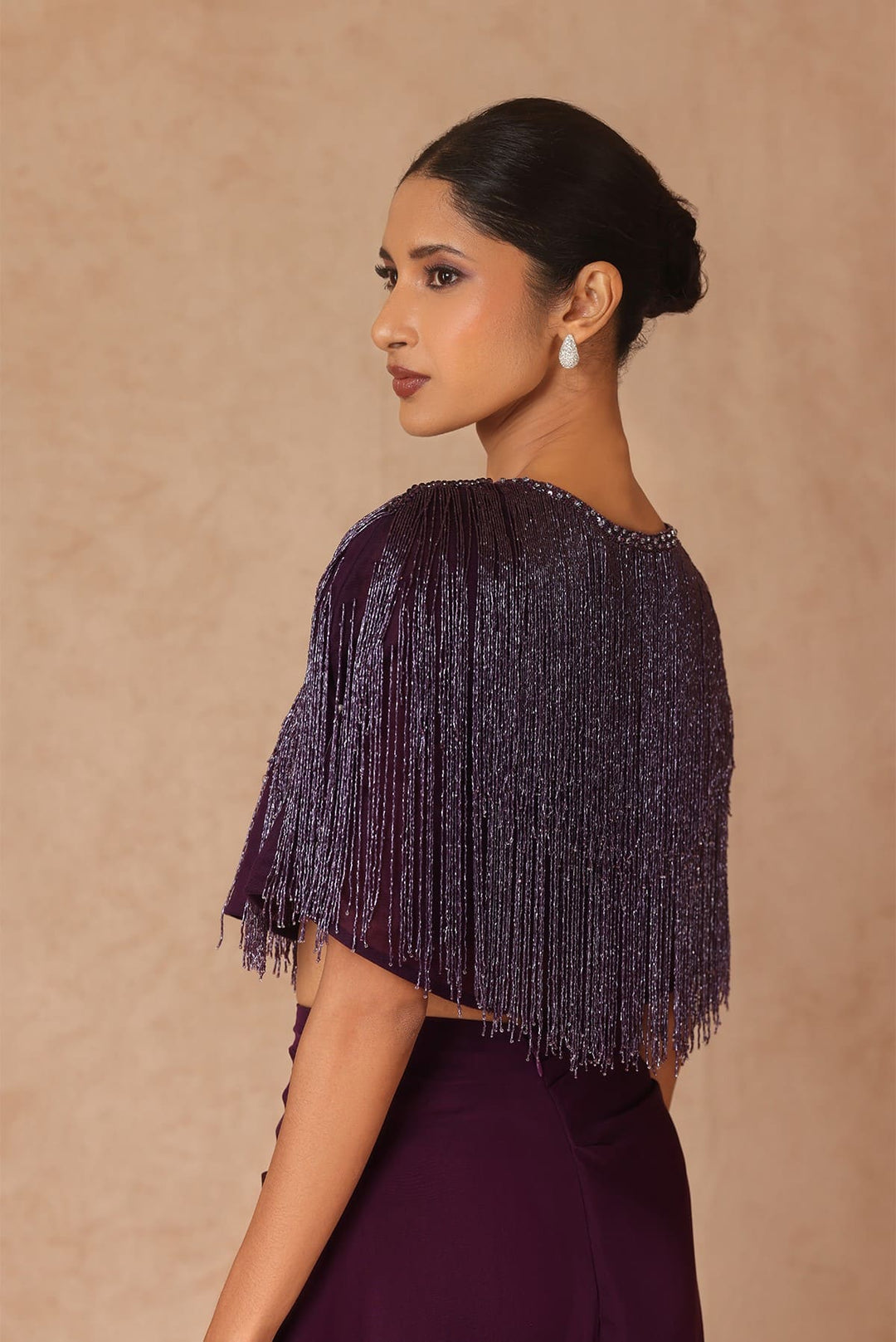 Fringe Capelet With Chiffon Skirt & Ruched Bandeau