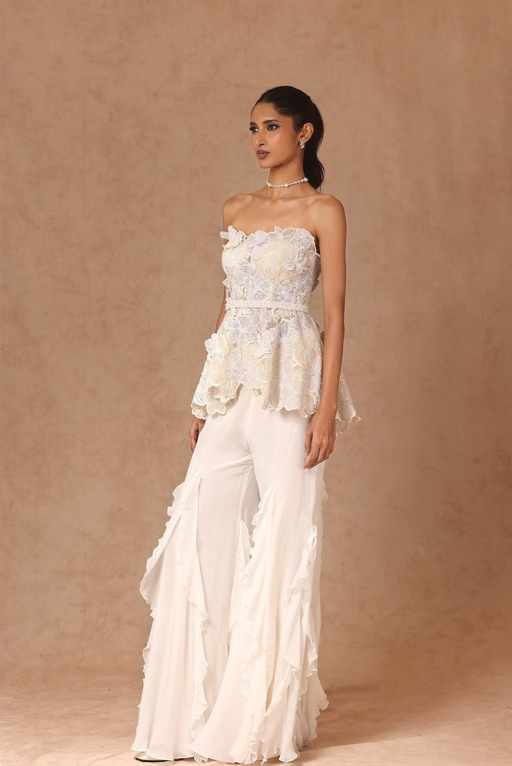 3D Embroidered Corset Peplum With Belt