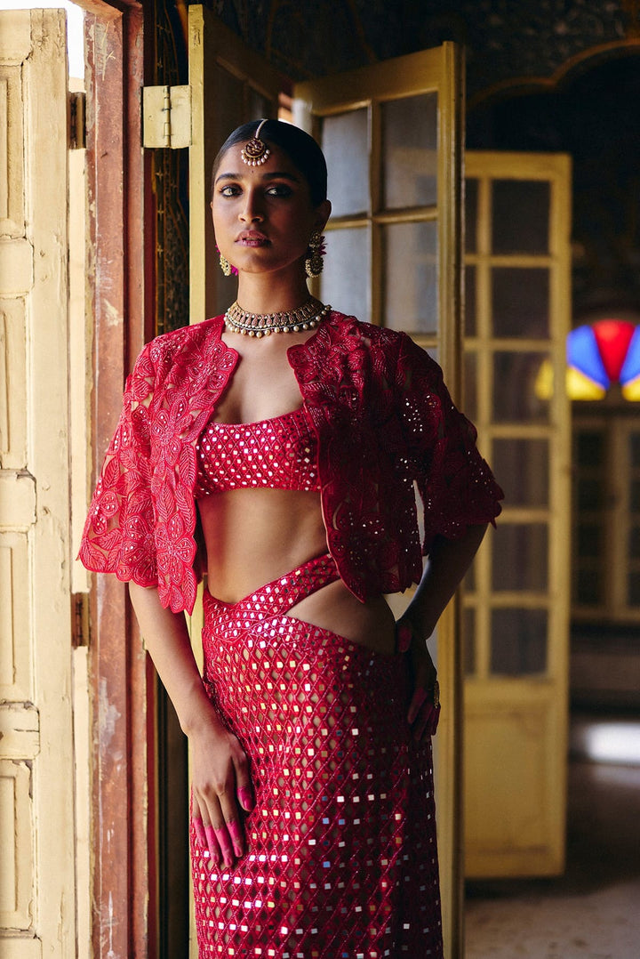 Red Mirror Choli