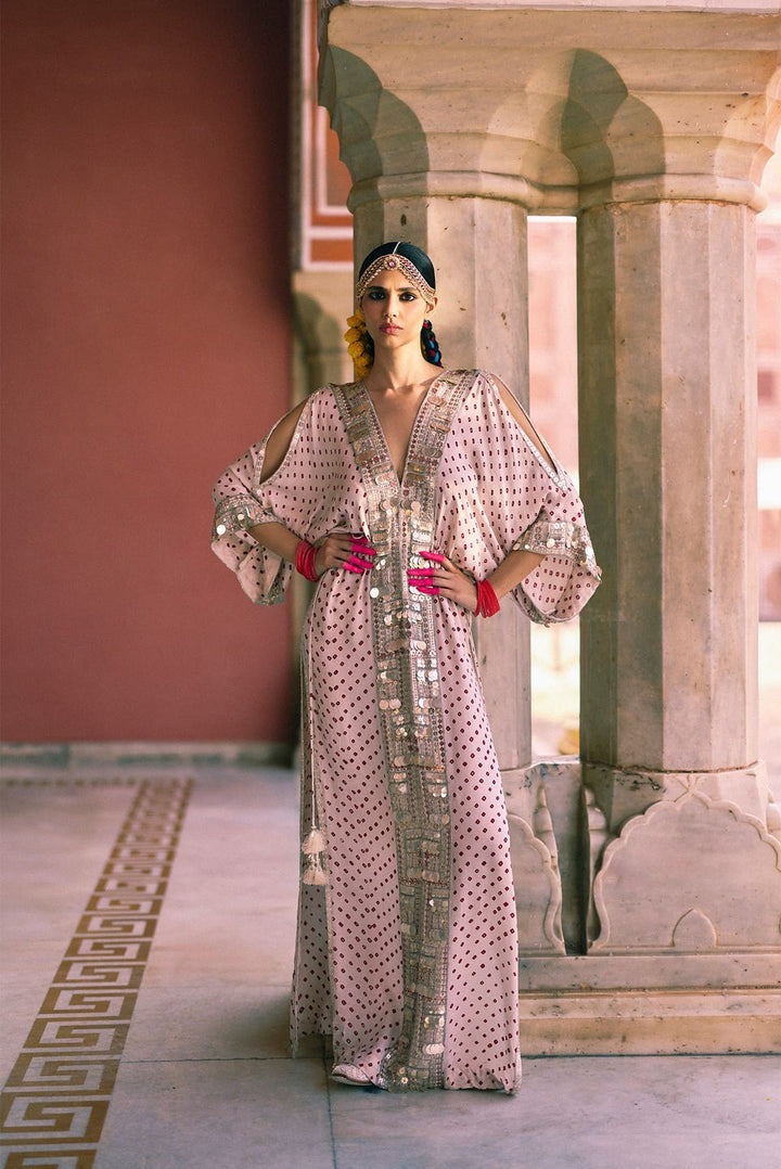 Ivory Bandhani Kaftan