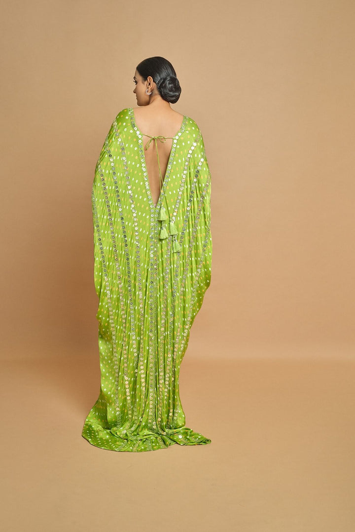 Green Bandhani Long Kaftan