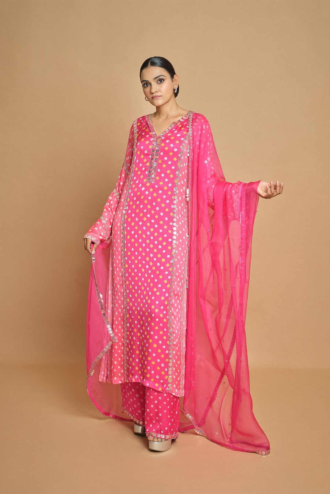 Pink/Peach Panel Kurta