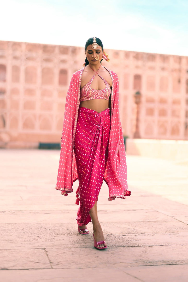 Pink Choli With Front Key Hole