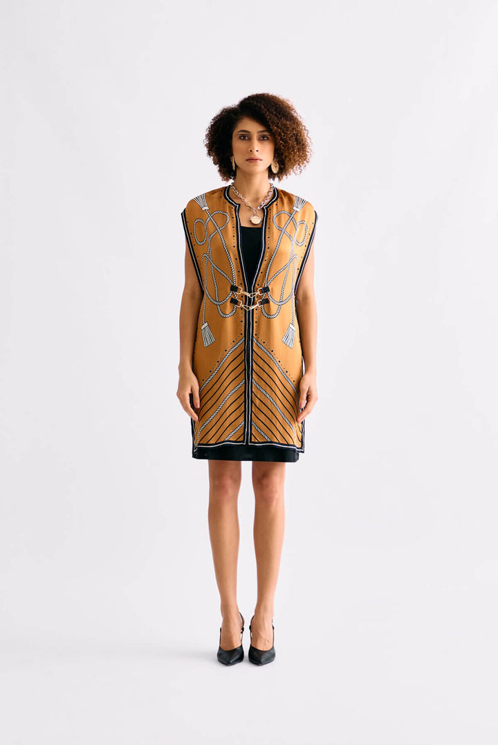 Neith open cover up printed fabric Dress