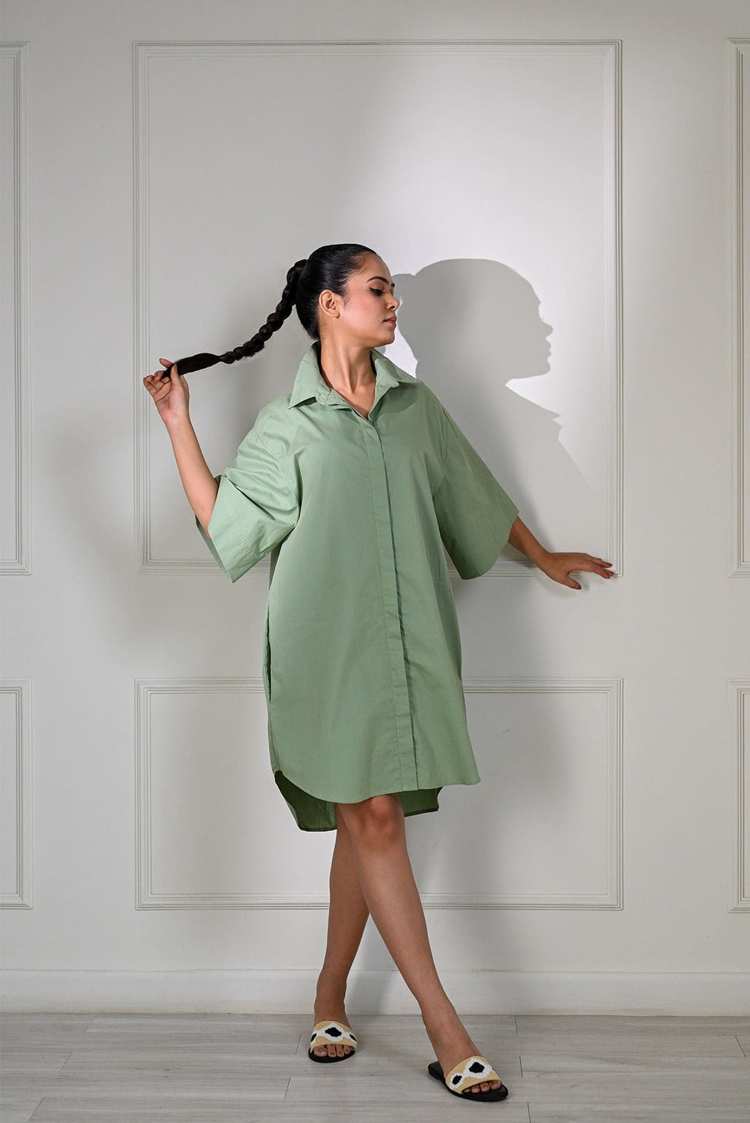 Classic Shirt Dress - Sage