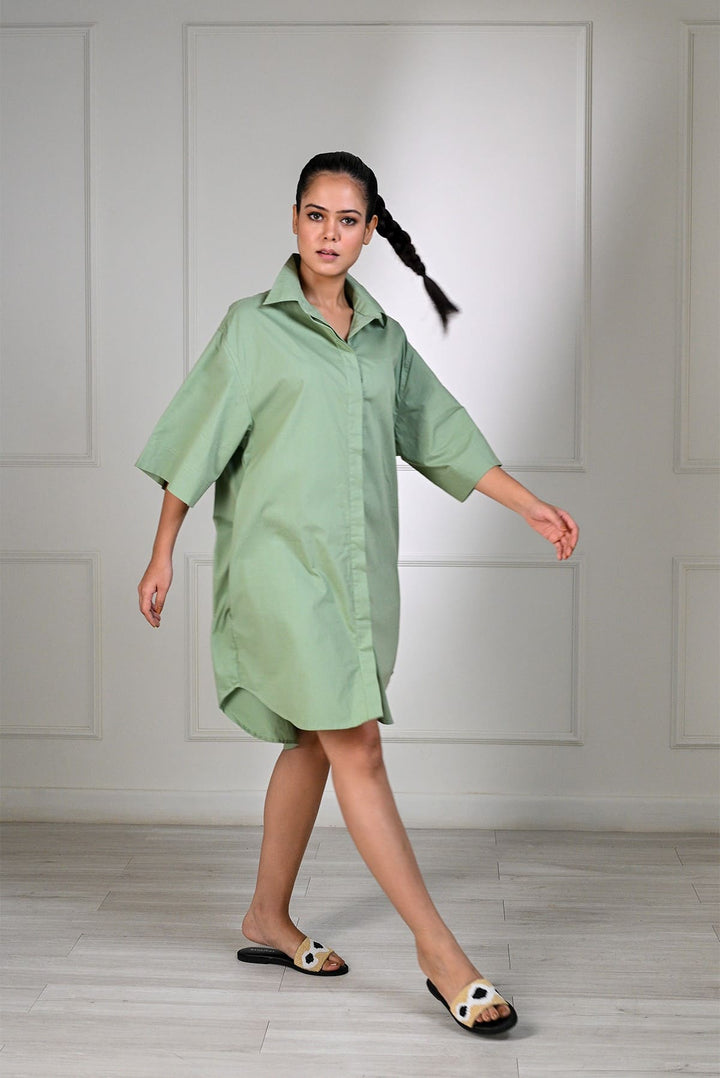 Classic Shirt Dress - Sage