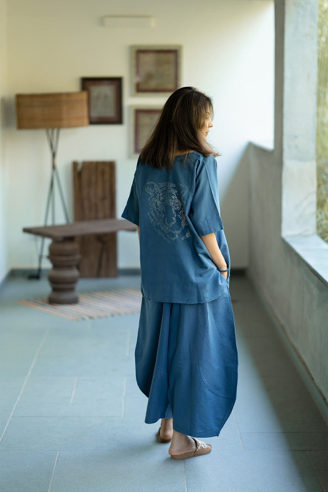 Blue Tiger Pant Suit - Linen Coord Set