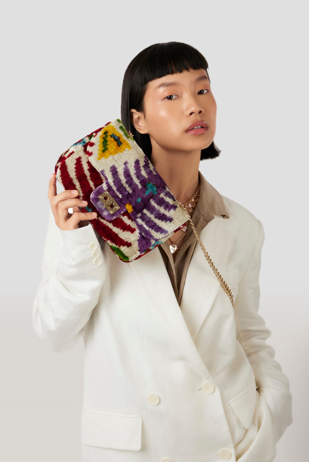 Multicolor Velvet Silk Sling Bag